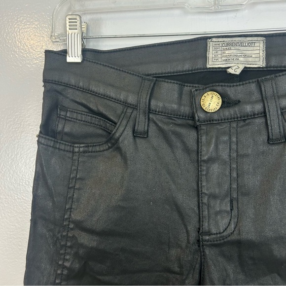 Current/Elliot Sweeney Ankle Black Coated Faux Leather Skinny Pants/Jeans Size 2 - Picture 4 of 11